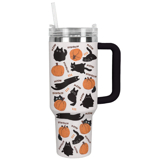 Shineful Tumbler Black Cats And Pumpkins