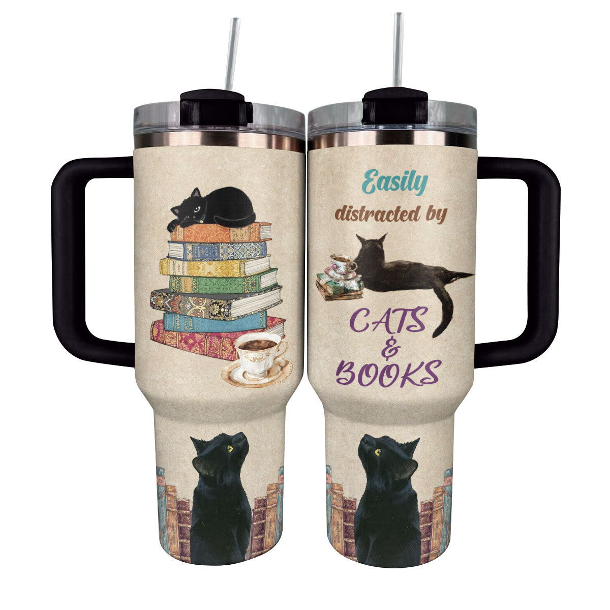 Shineful Tumbler Easily Distracted By Cats And Books