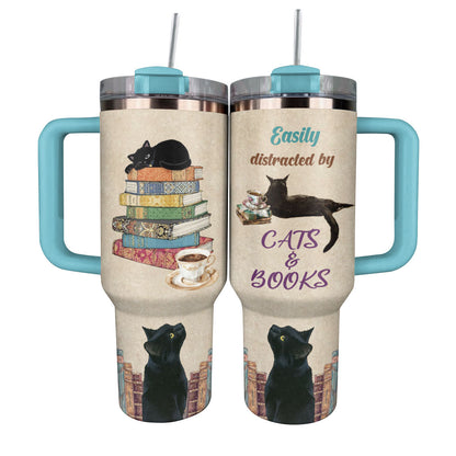 Shineful Tumbler Easily Distracted By Cats And Books