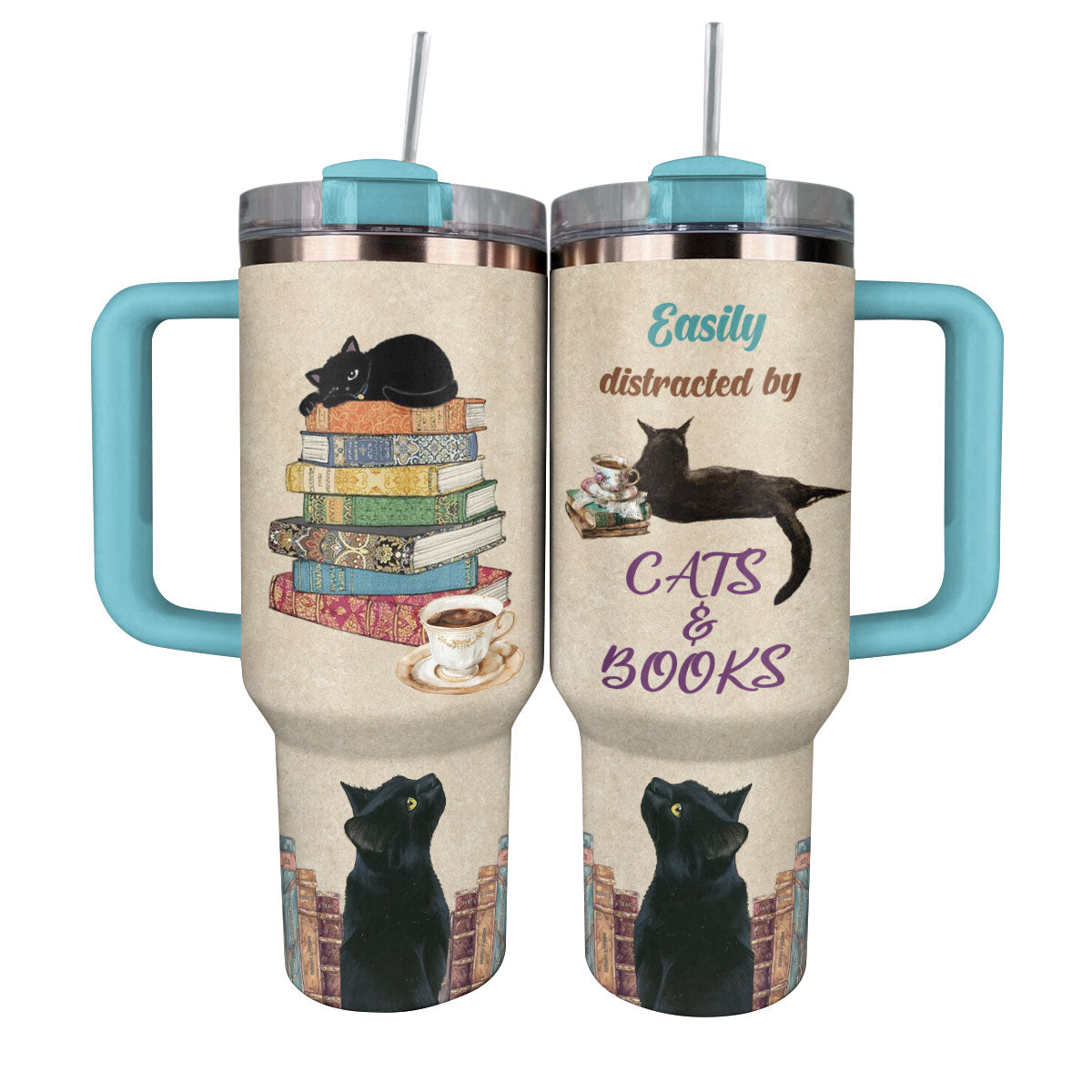 Shineful Tumbler Easily Distracted By Cats And Books
