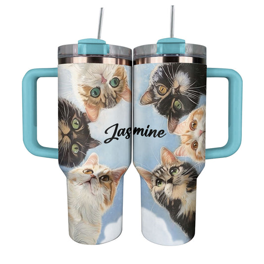 Shineful Tumbler Persionalized Curious Cats