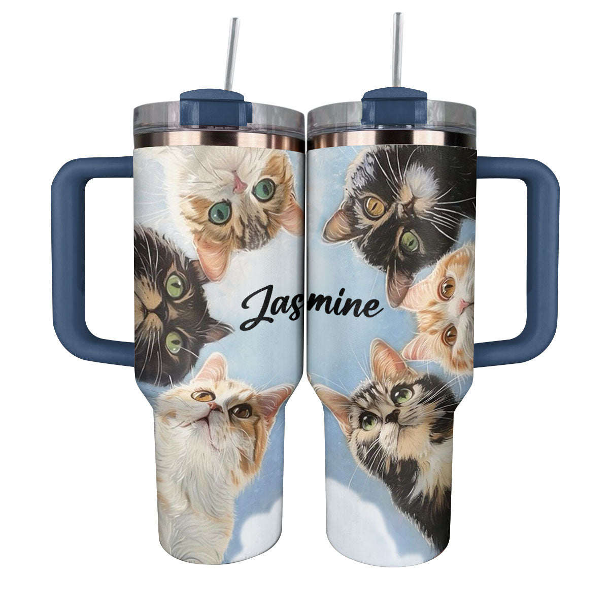 Shineful Tumbler Persionalized Curious Cats