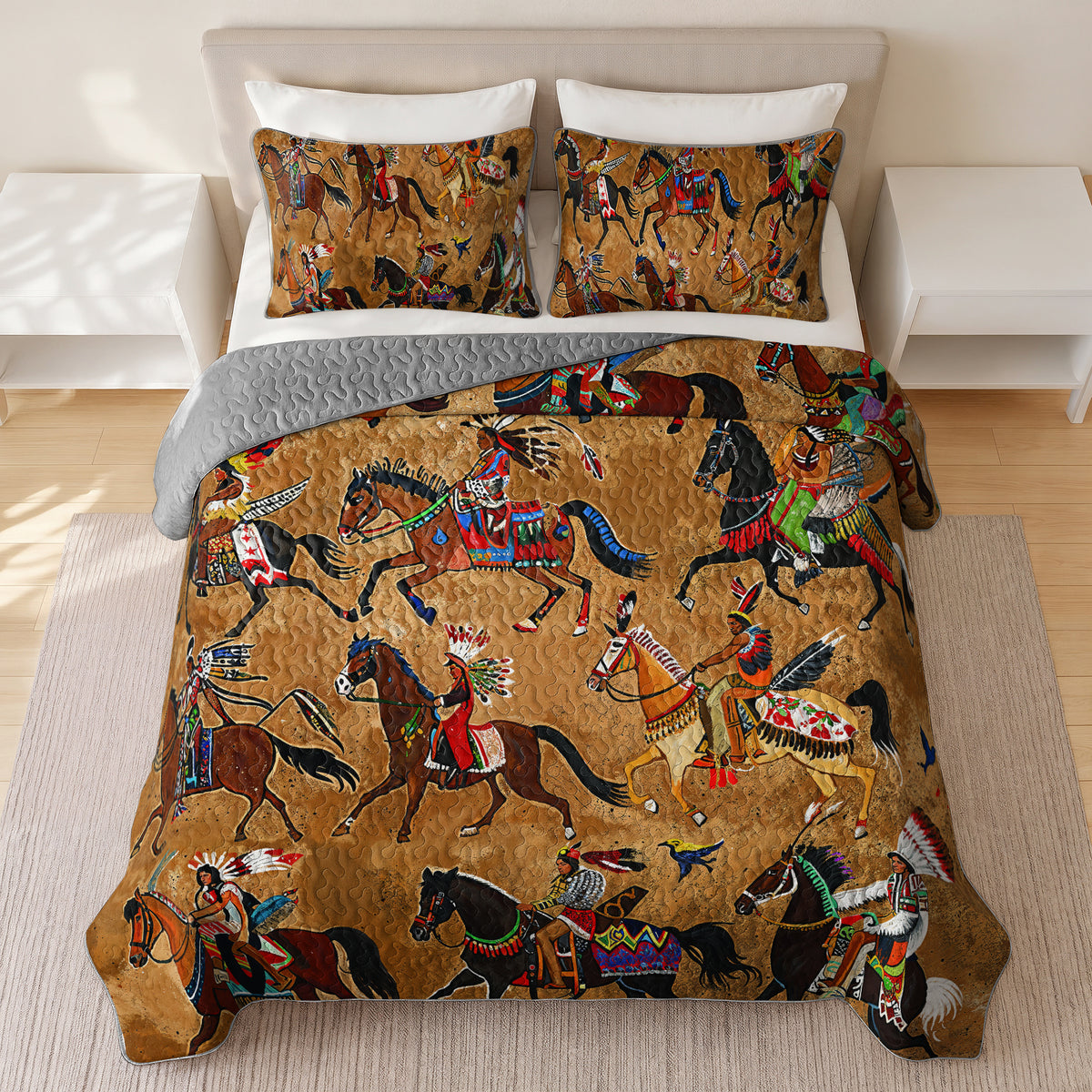 Shineful All Season Quilt 3-Piece Set Strength Native Horses