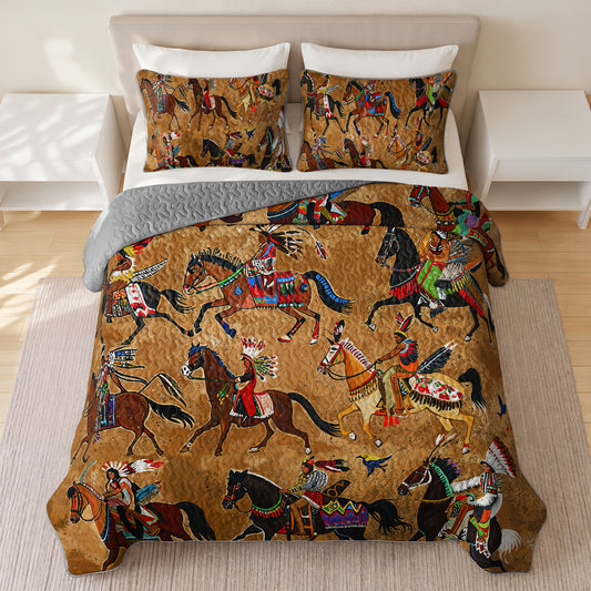 Shineful All Season Quilt 3-Piece Set Strength Native Horses