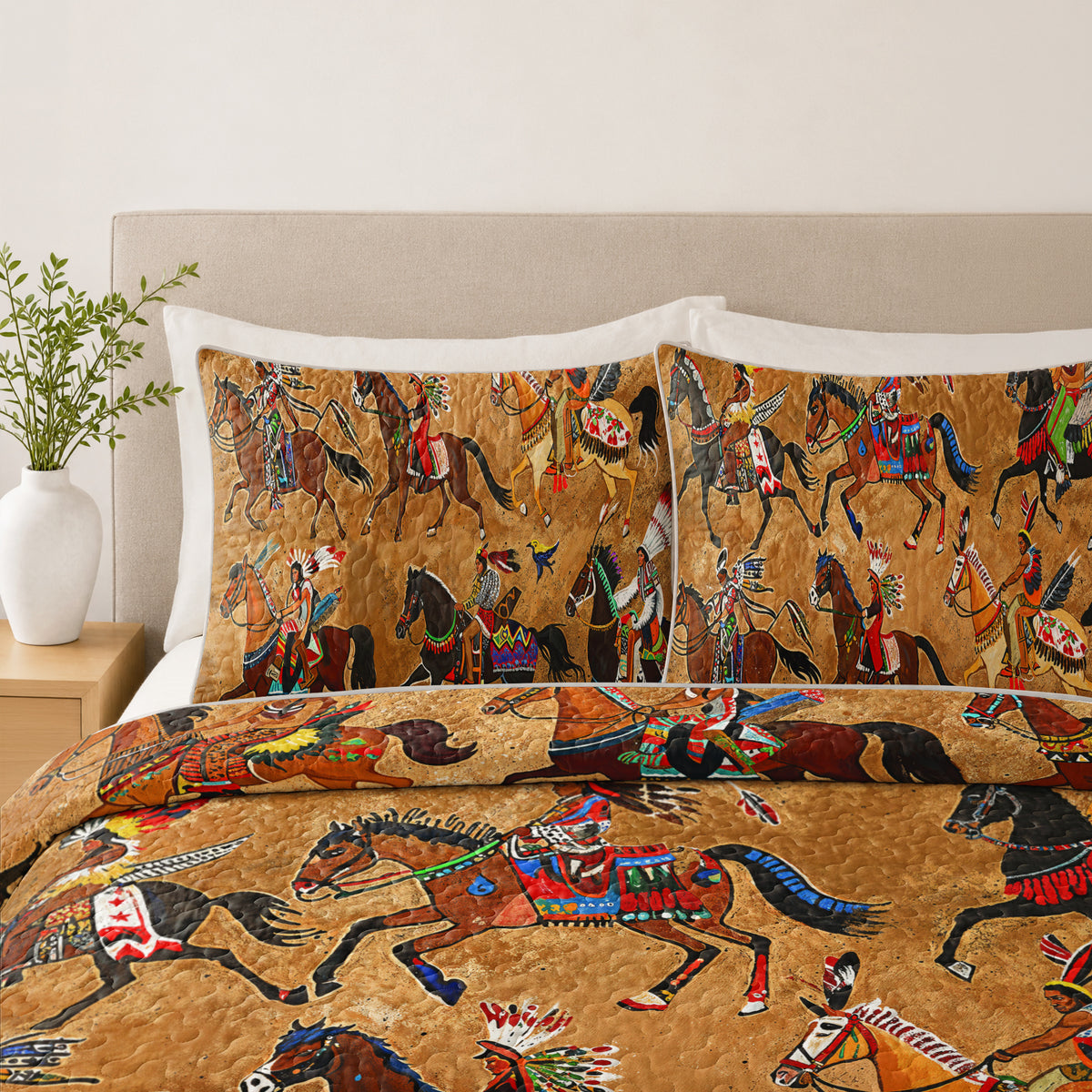 Shineful All Season Quilt 3-Piece Set Strength Native Horses