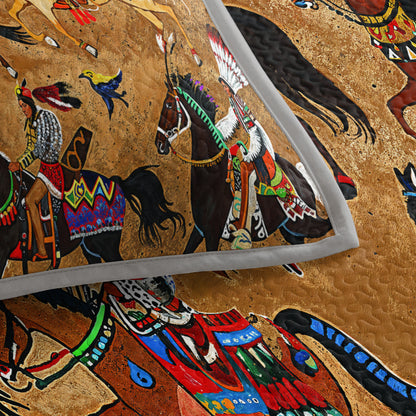 Shineful All Season Quilt 3-Piece Set Strength Native Horses
