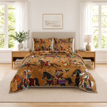 Shineful All Season Quilt 3-Piece Set Strength Native Horses