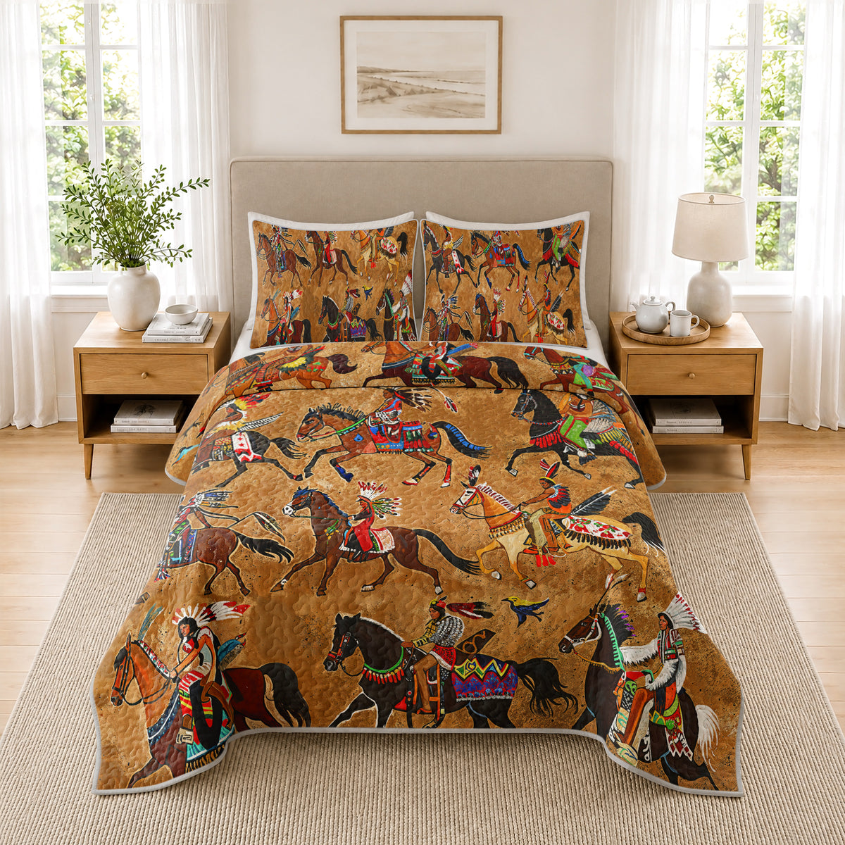 Shineful All Season Quilt 3-Piece Set Strength Native Horses