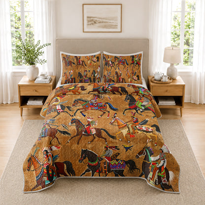Shineful All Season Quilt 3-Piece Set Strength Native Horses