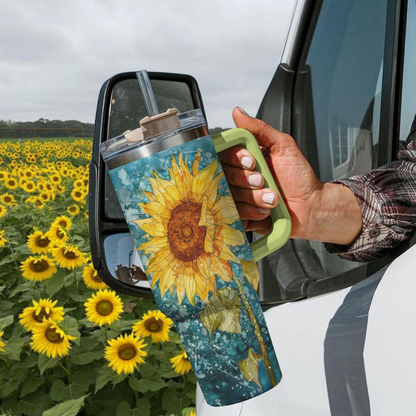 Shineful Tumbler Golden Sunflower Artful Sunburst