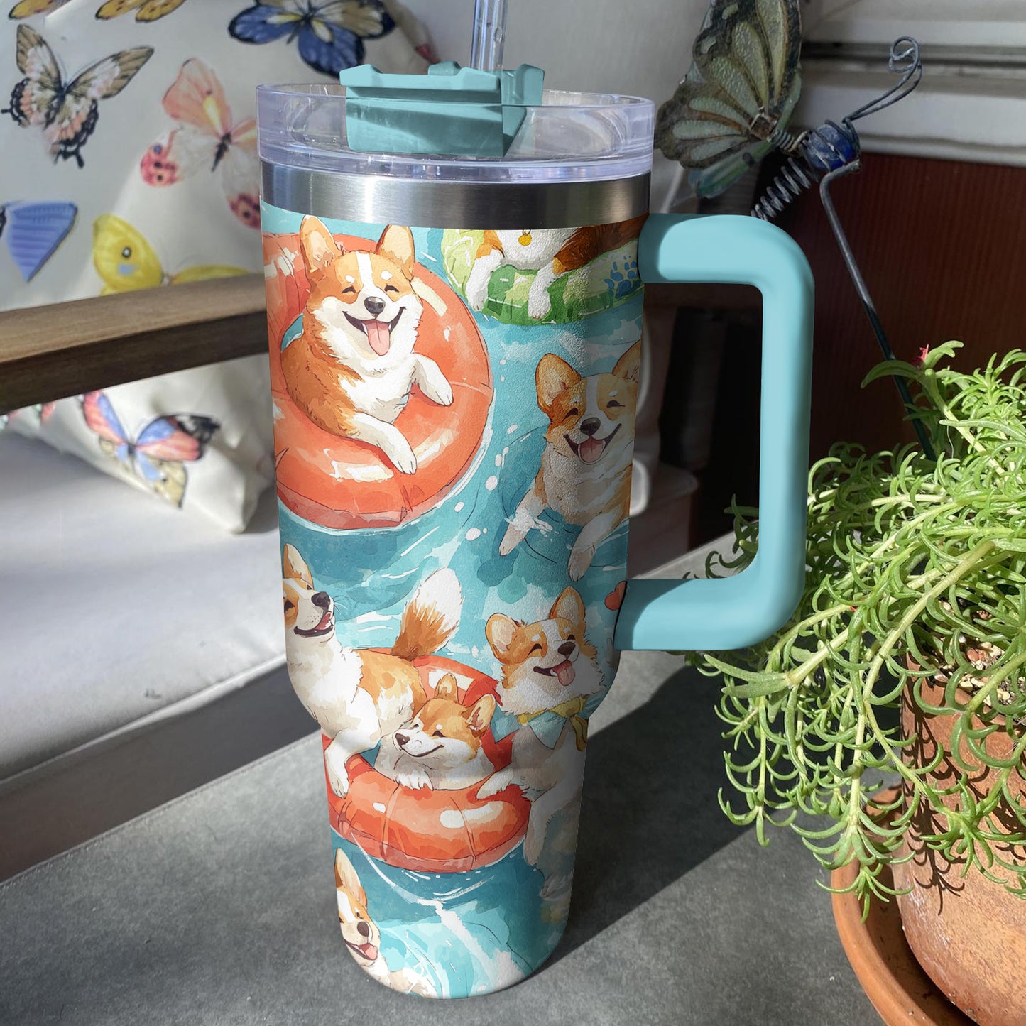 Shineful Tumbler Adorable Corgi Float