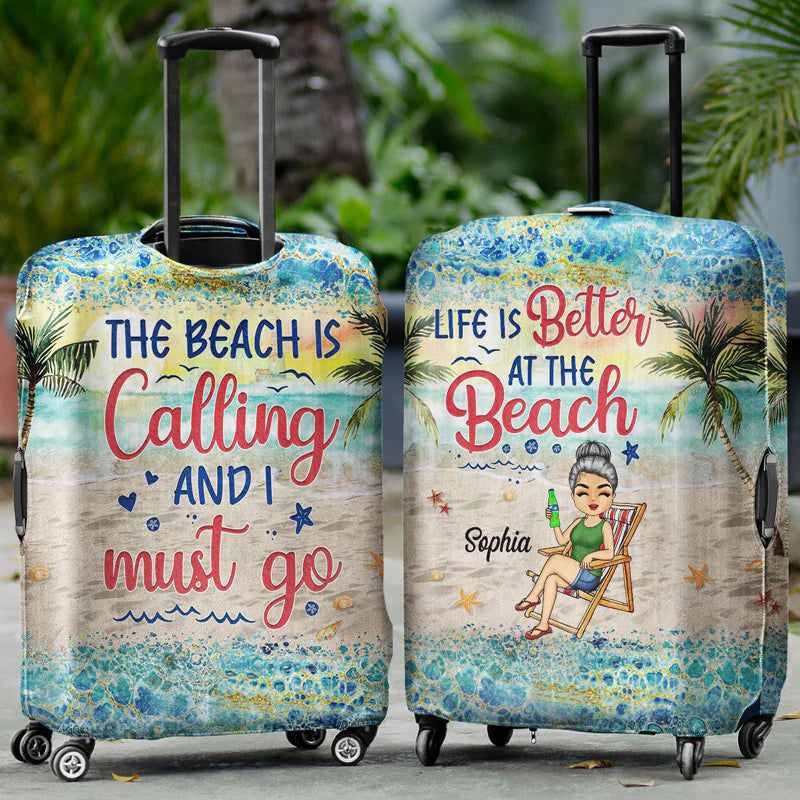 Shineful Gift For Women - Just A Girl Who Loves Beaches Traveling Personalized Luggage Cover
