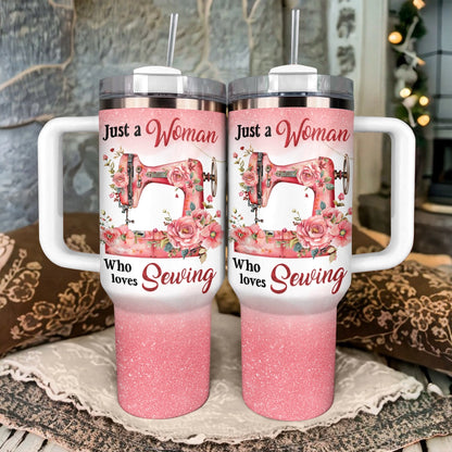 Shineful Glossy Tumbler Pink Glitter Sewing Machine