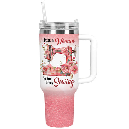 Shineful Glossy Tumbler Pink Glitter Sewing Machine