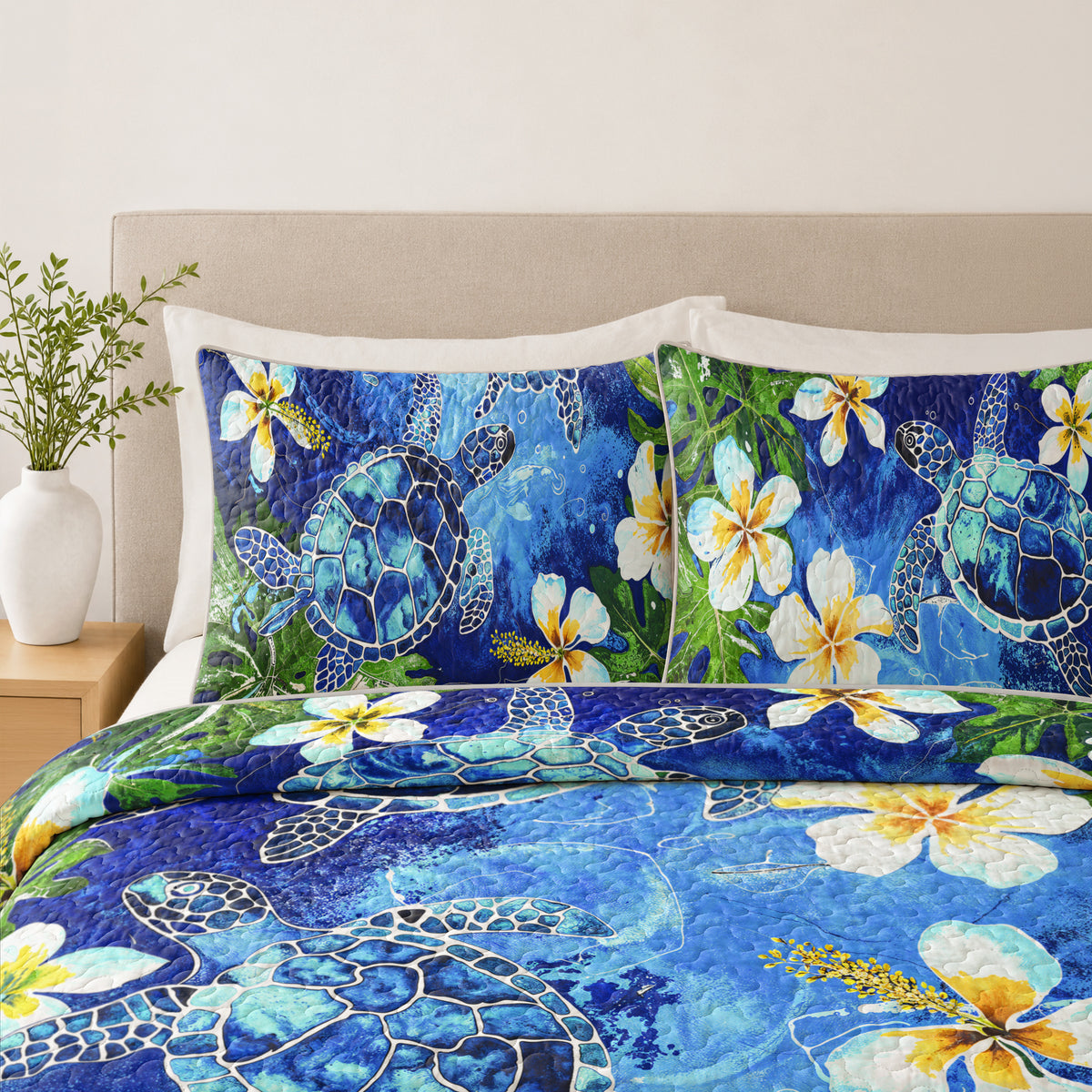 Shineful Quilt 3-Piece Set Tropical Sea Turtle Paradise
