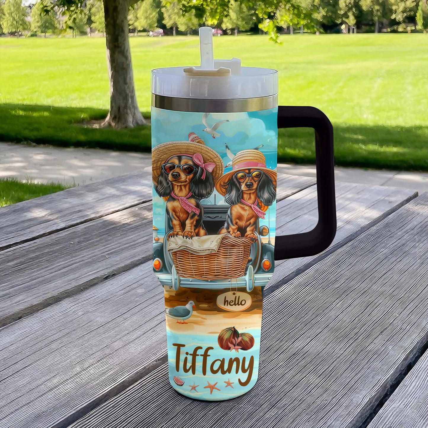 Shineful Tumbler Personalized Dachshund Sunshine Paws