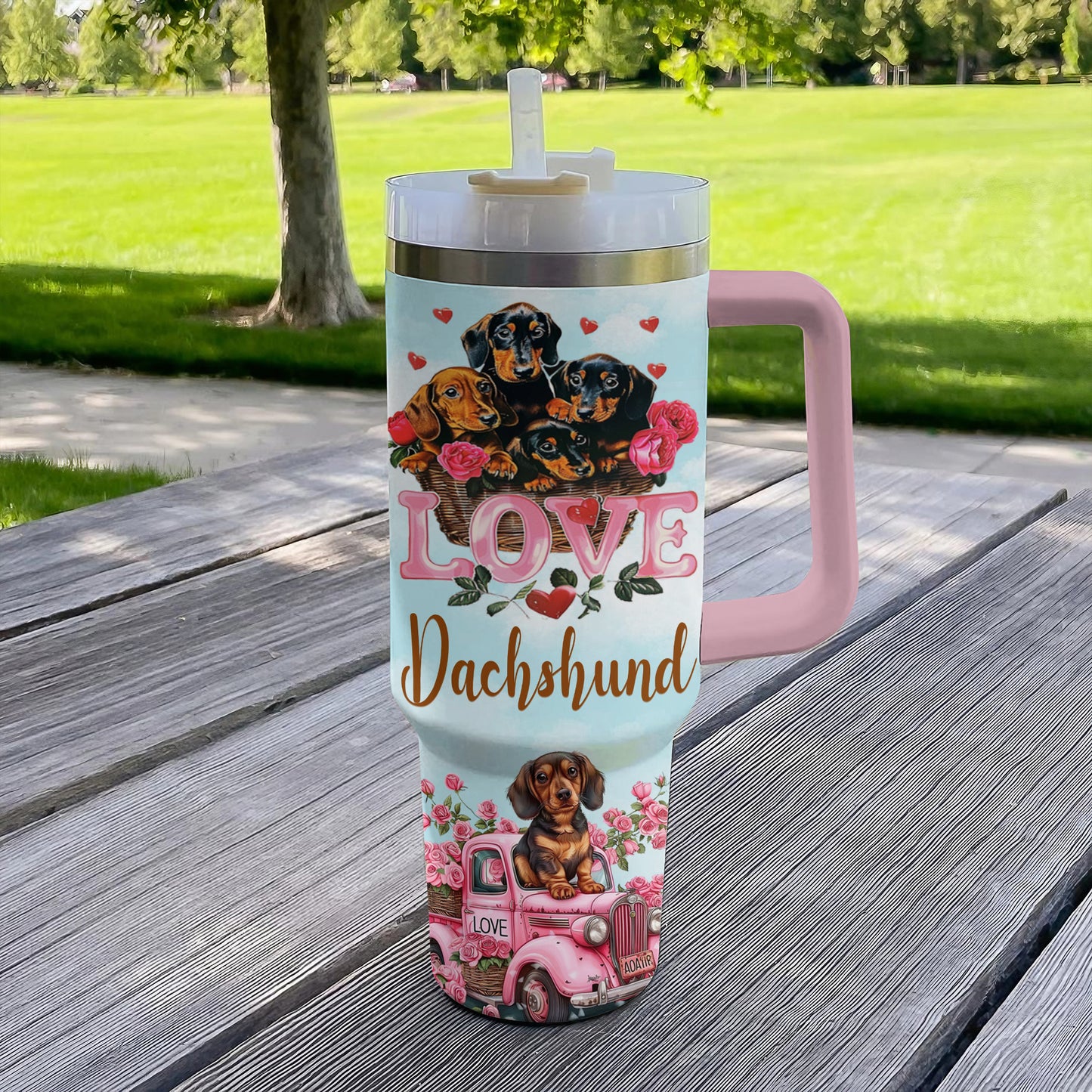 Shineful Tumbler Dachshund Basket of Love