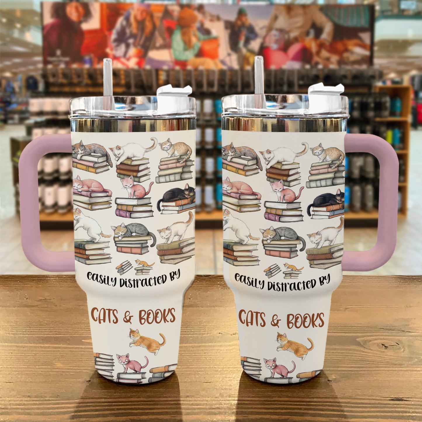Shineful Tumbler Lovely Cats and Books