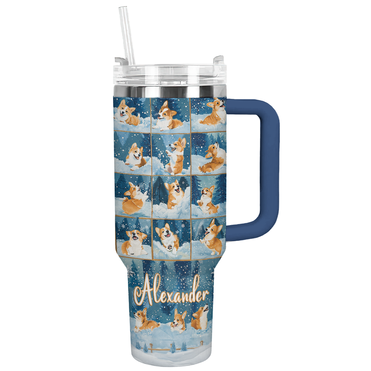 Shineful Personalized Tumbler Corgi Winter Wonderland