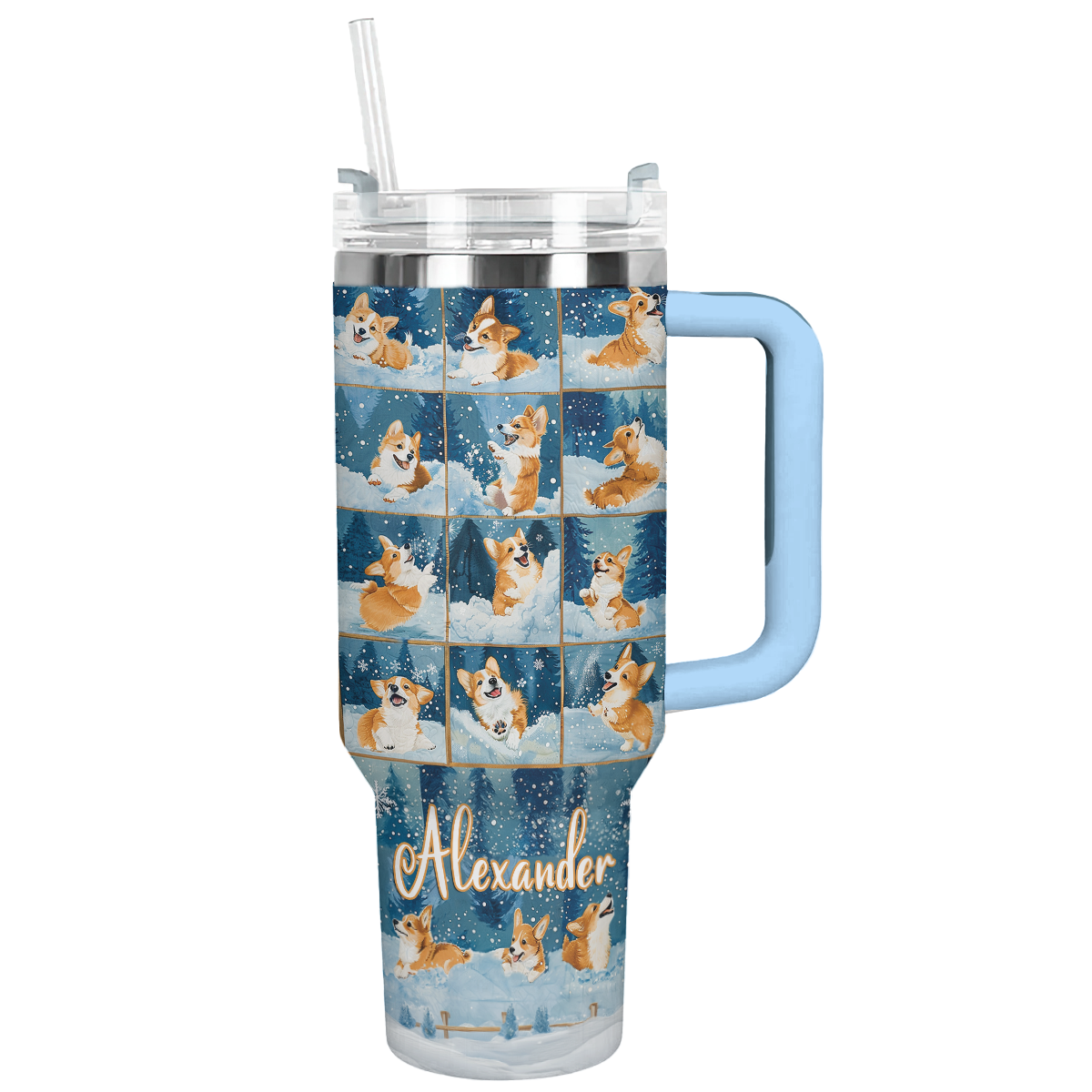 Shineful Personalized Tumbler Corgi Winter Wonderland