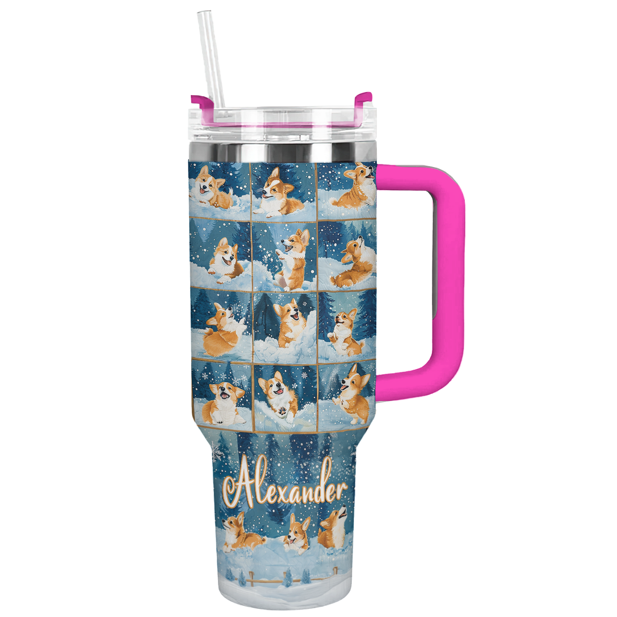 Shineful Personalized Tumbler Corgi Winter Wonderland