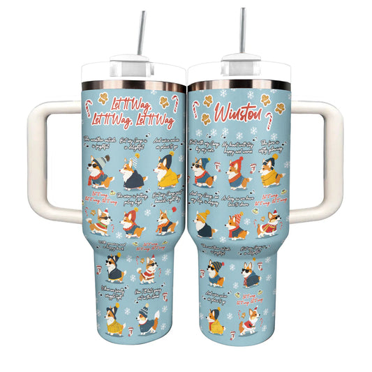 Shineful Personalized Tumbler Let It Wag Corgi Love