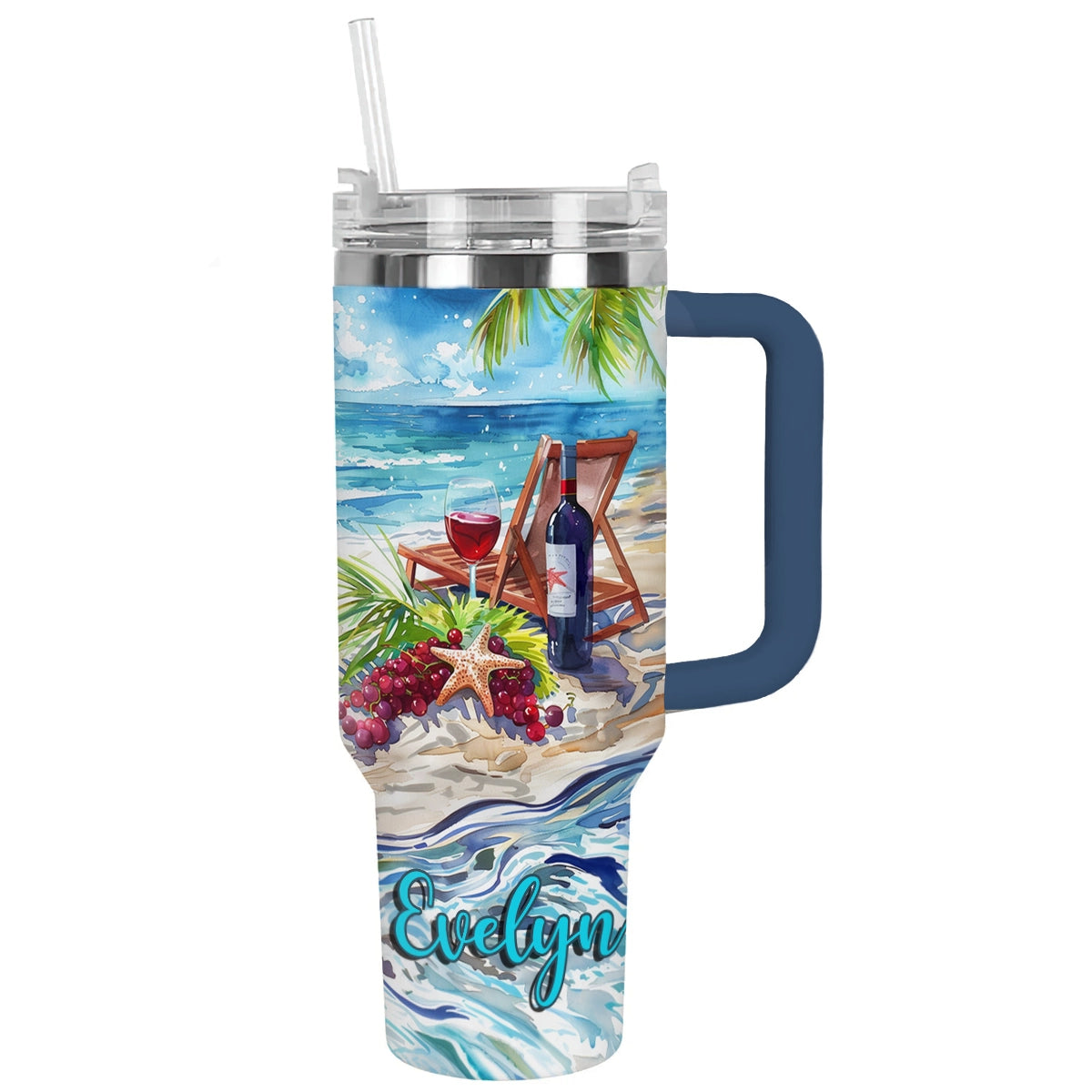 Shineful Tumbler Personalized Beachside Bliss: Wine Retreat