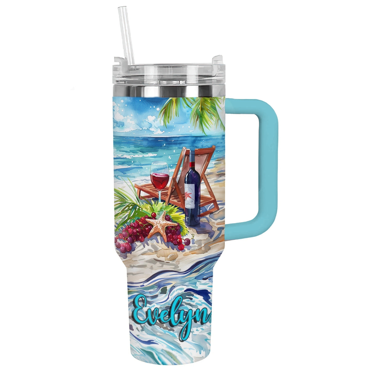 Shineful Tumbler Personalized Beachside Bliss: Wine Retreat