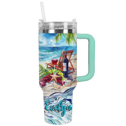 Shineful Tumbler Personalized Beachside Bliss: Wine Retreat