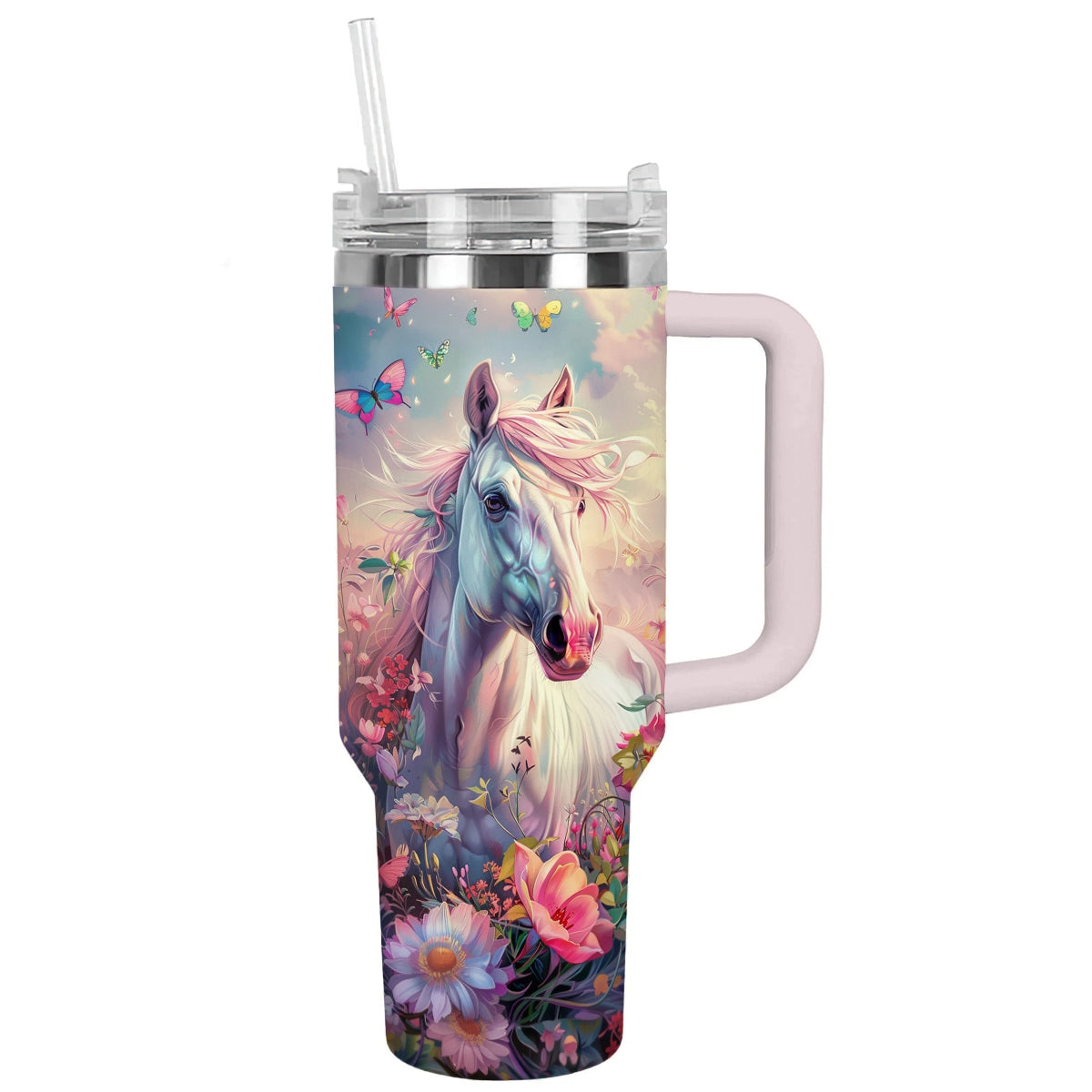 Shineful Tumbler Pink Floral Horse