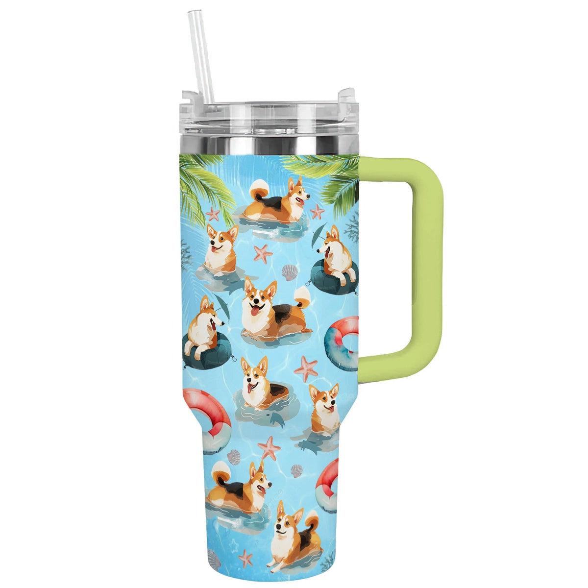 Shineful Tumbler Corgi Beach Party