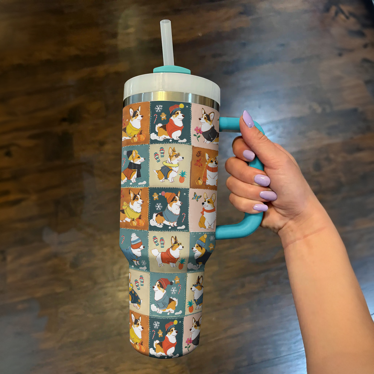 Shineful Tumbler Four Seasons Corgi Charm