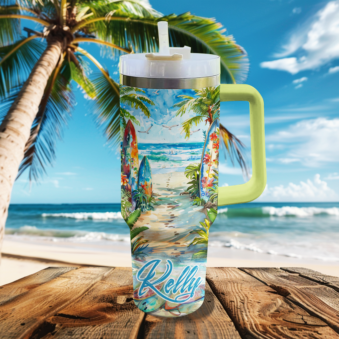 Shineful Personalized Tumbler Aloha Surfing