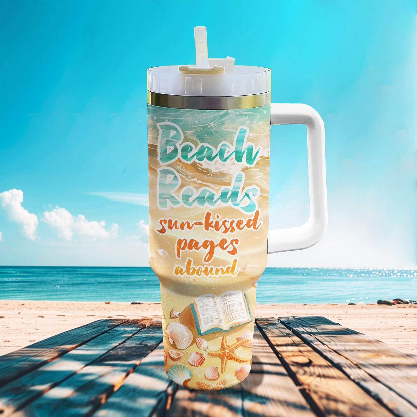 Shineful Tumbler Beach Reads Sun-kissed Pages Abound