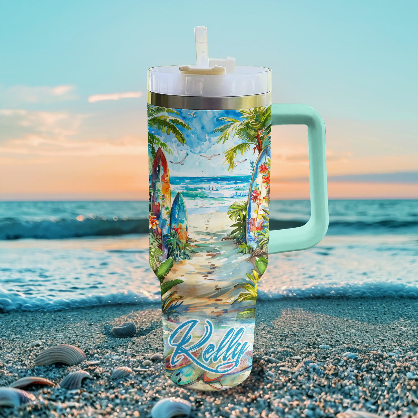 Shineful Personalized Tumbler Aloha Surfing