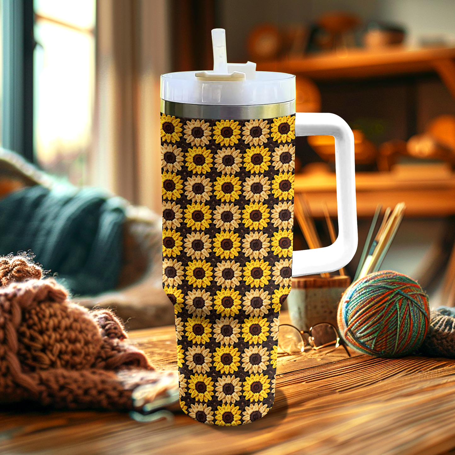 Shineful Tumbler Sunflower Pattern Granny Squares