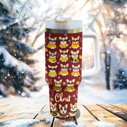Shineful Personalized Tumbler Cozy Yellow Corgi