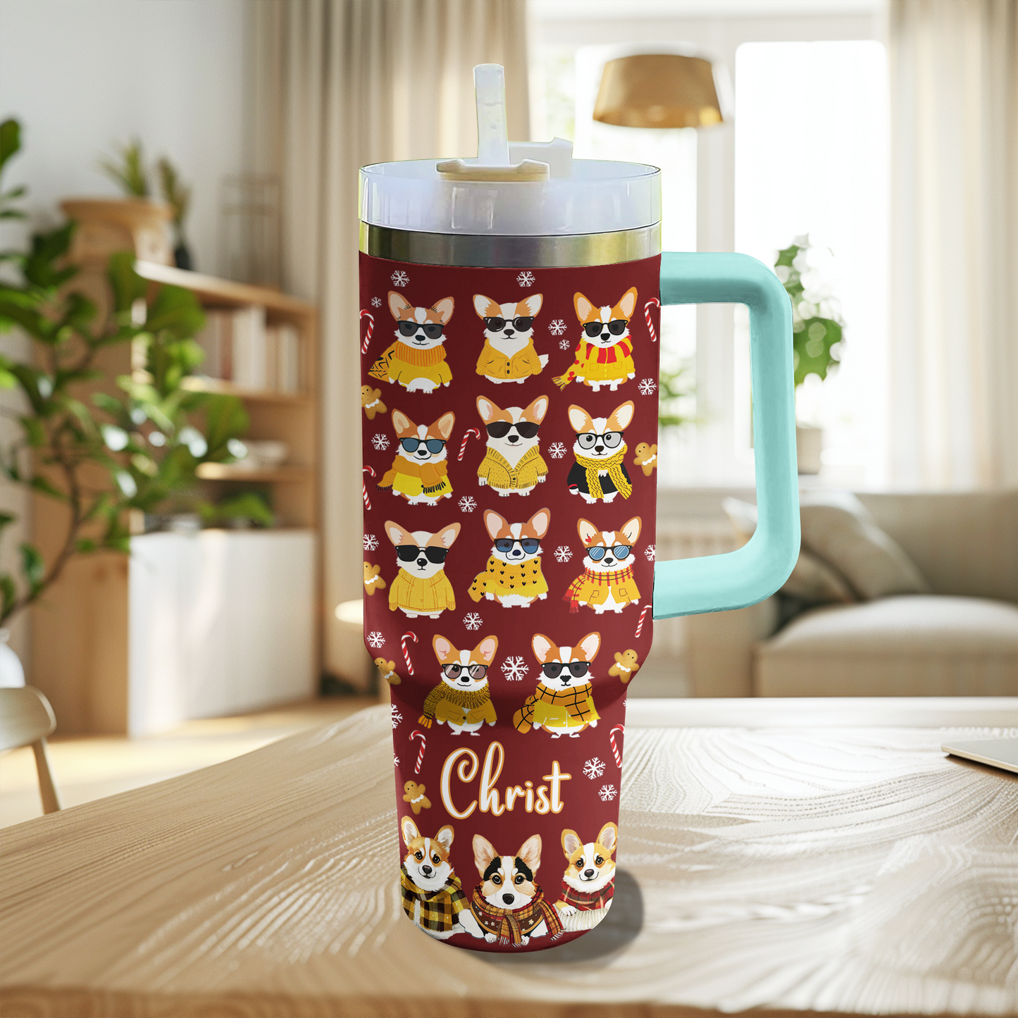 Shineful Personalized Tumbler Cozy Yellow Corgi