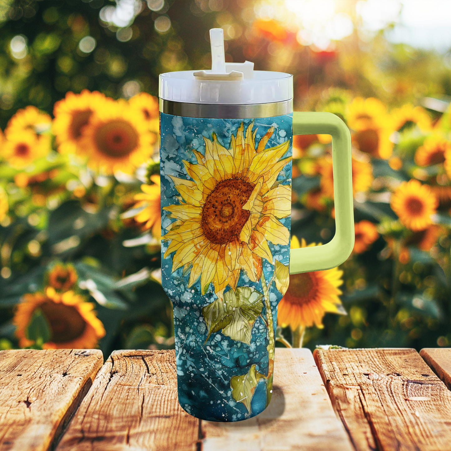 Shineful Tumbler Golden Sunflower Artful Sunburst