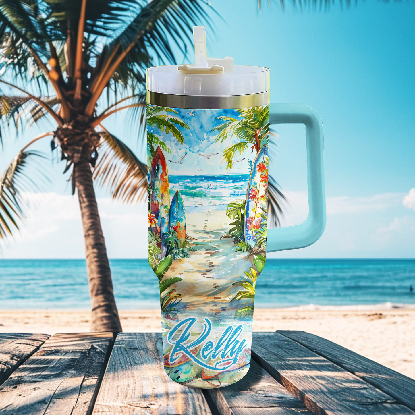 Shineful Personalized Tumbler Aloha Surfing