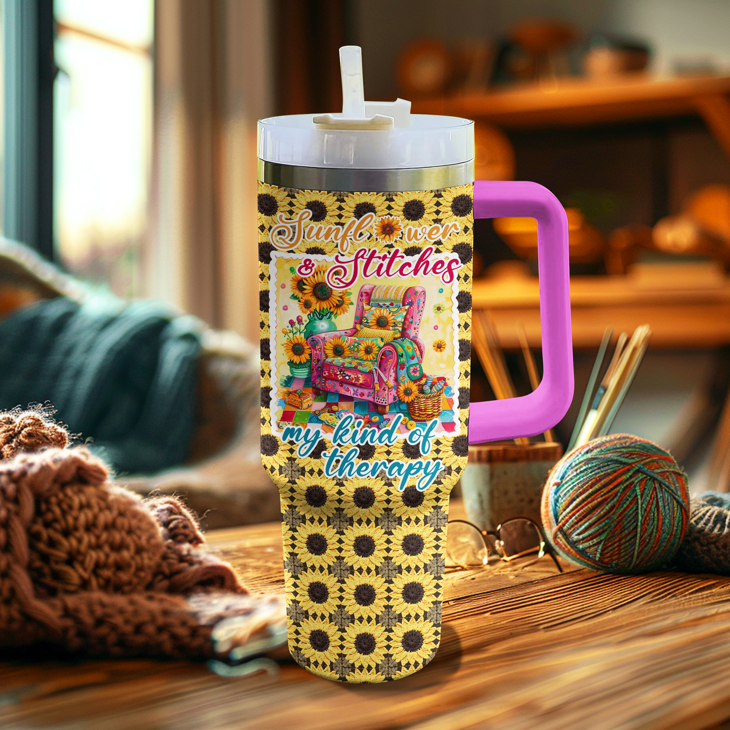 Shineful Tumbler Sunflower And Stitches Lover