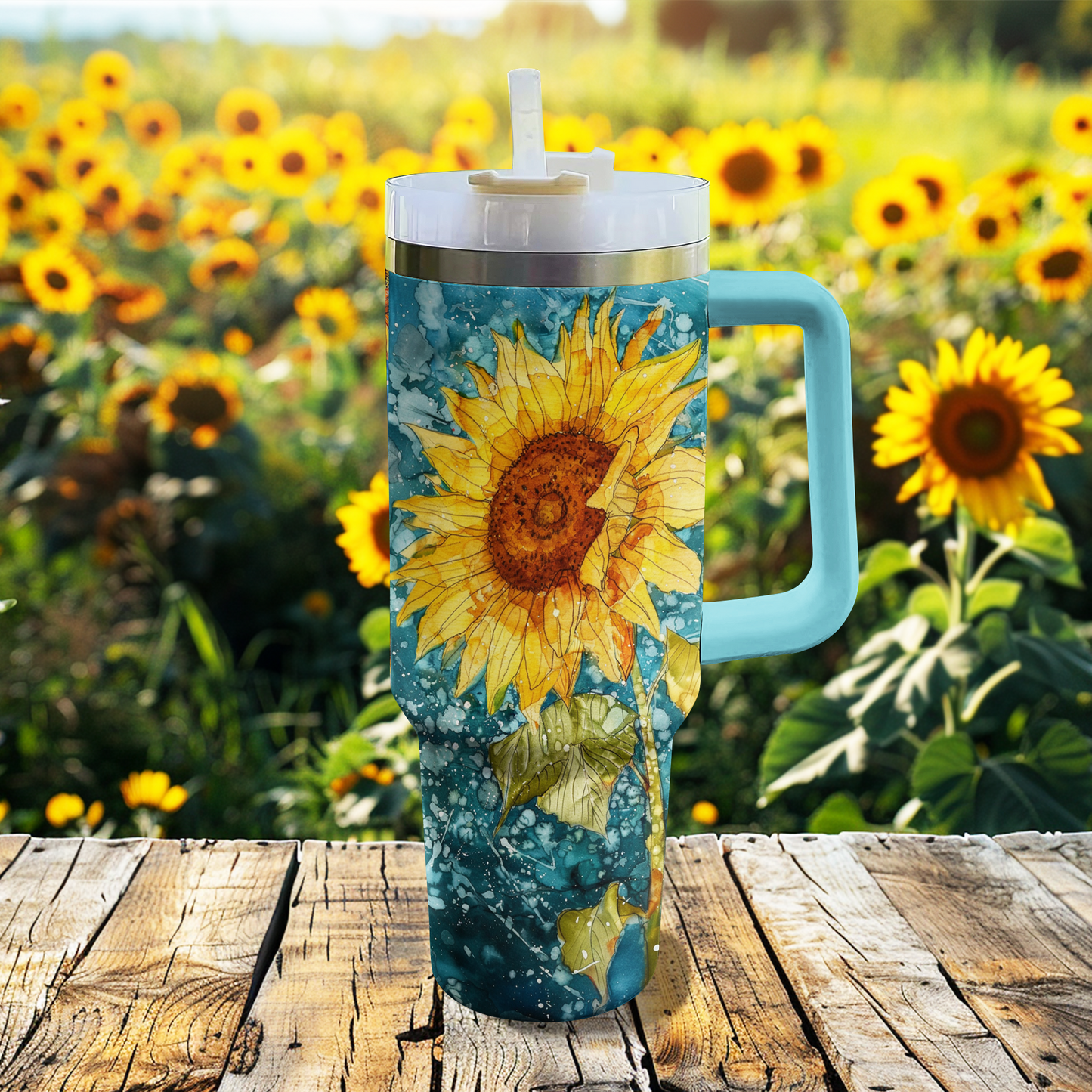 Shineful Tumbler Golden Sunflower Artful Sunburst