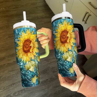 Shineful Tumbler Golden Sunflower Artful Sunburst