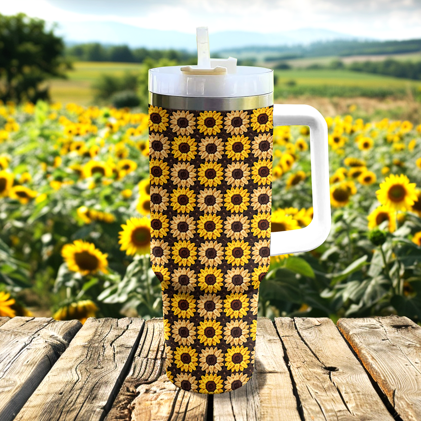 Shineful Tumbler Sunflower Pattern Granny Squares