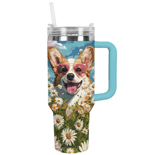 Shineful Tumbler Adorable Daisy Corgi