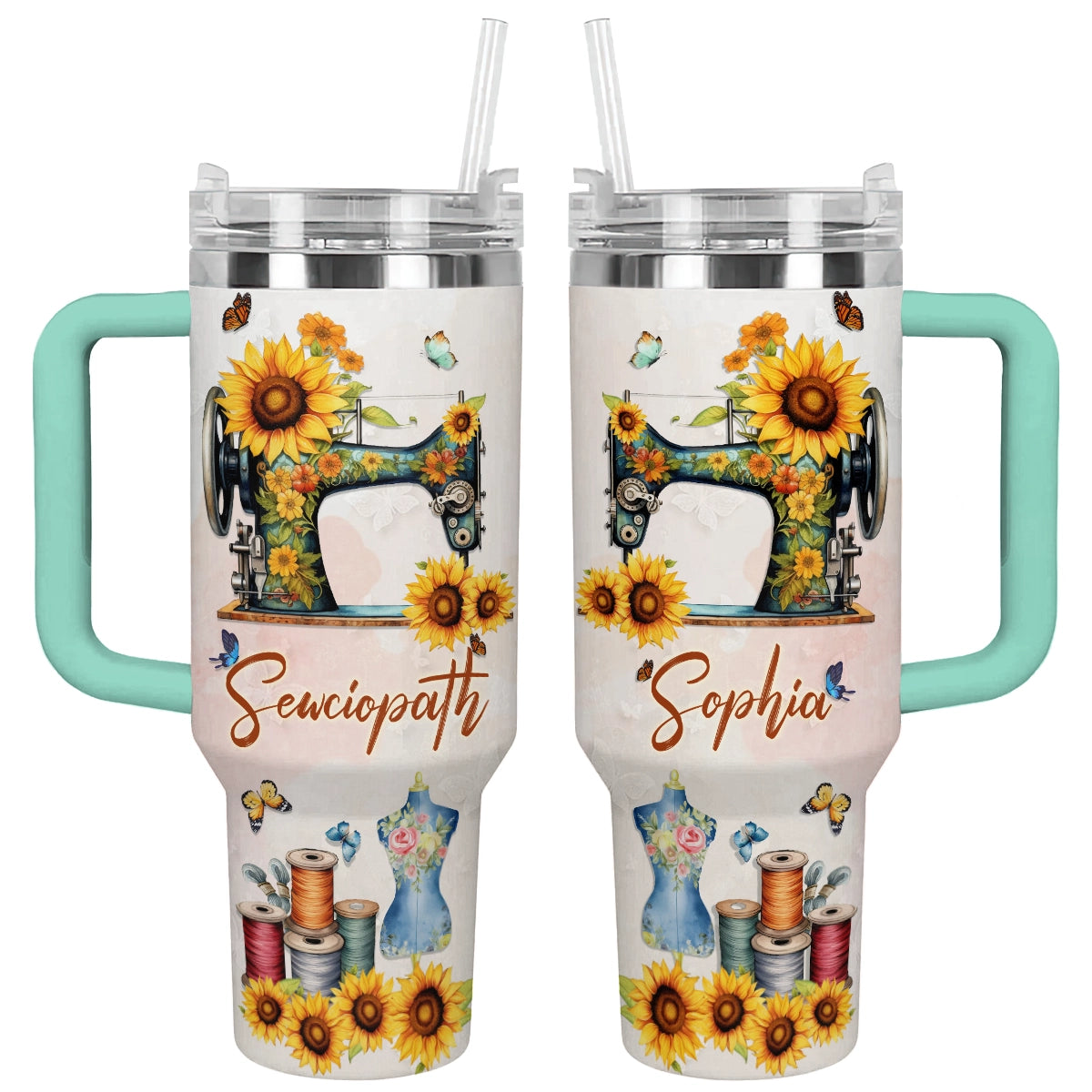 Shineful Tumbler Personalized Sewciopath Sunflower Sewing Machine