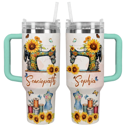 Shineful Tumbler Personalized Sewciopath Sunflower Sewing Machine