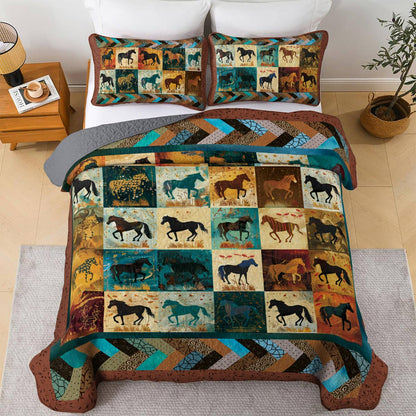 Shineful All Season Quilt 3-Piece Set Vintage Horse