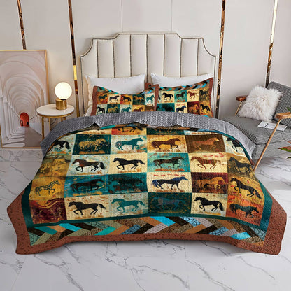 Shineful All Season Quilt 3-Piece Set Vintage Horse