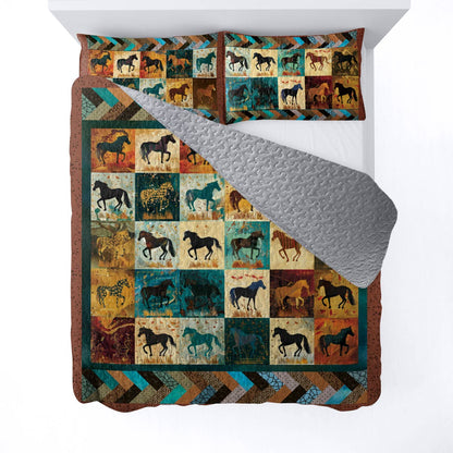 Shineful All Season Quilt 3-Piece Set Vintage Horse